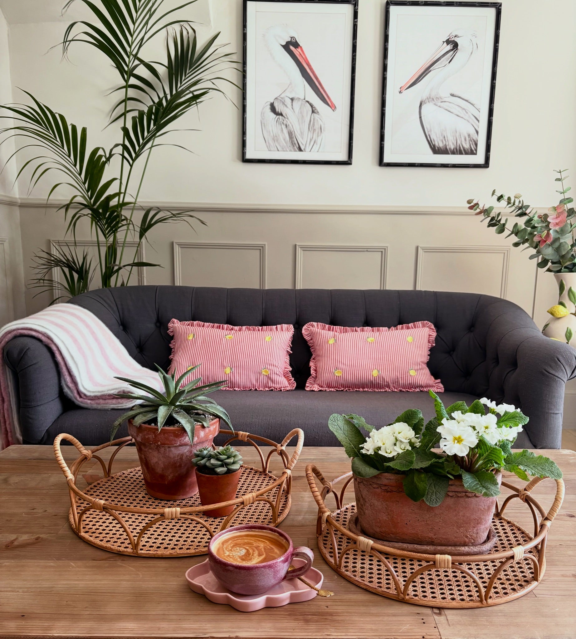 Set of Two Rattan Trays