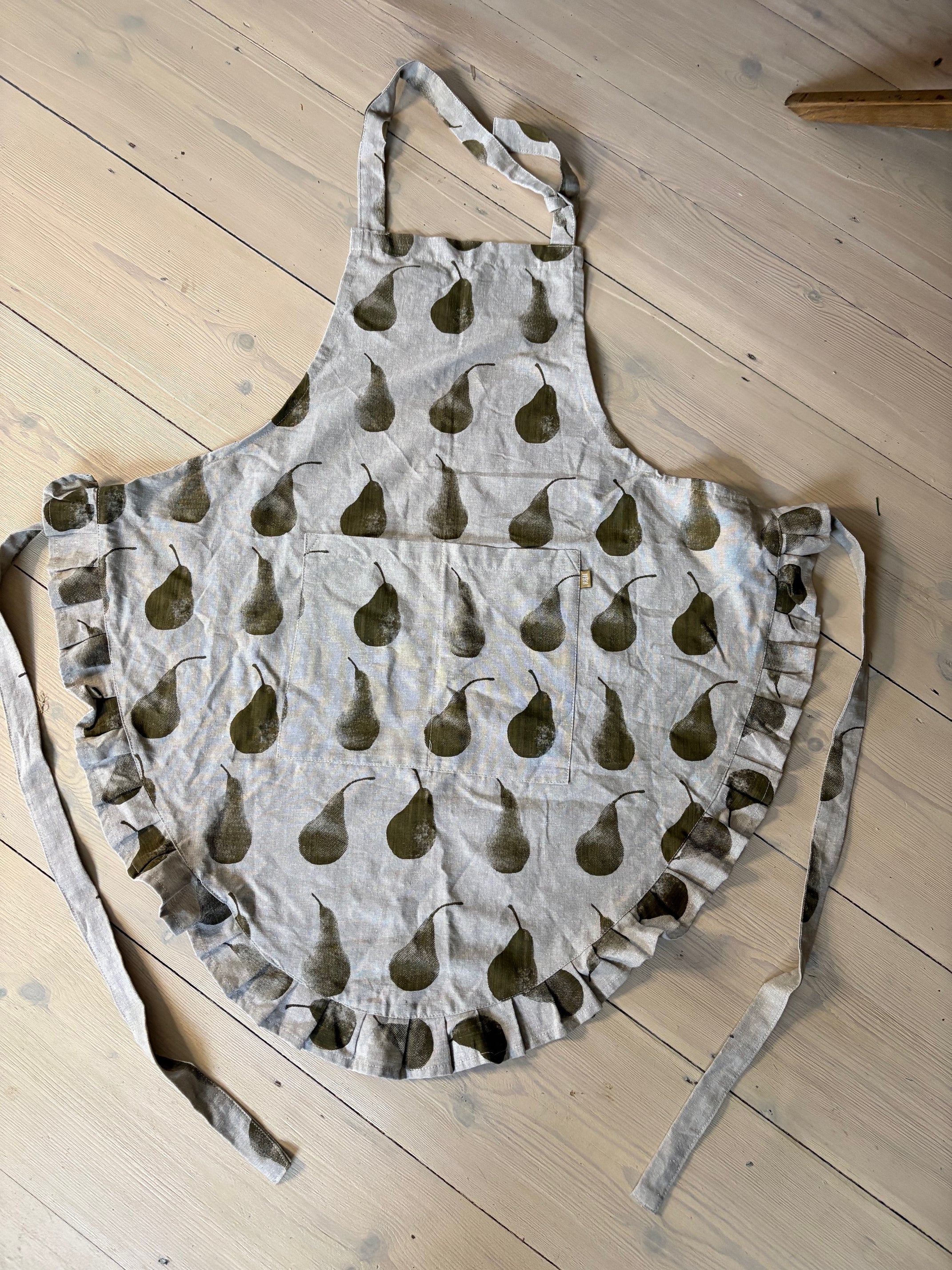 Khaki Green Frill Pear Apron