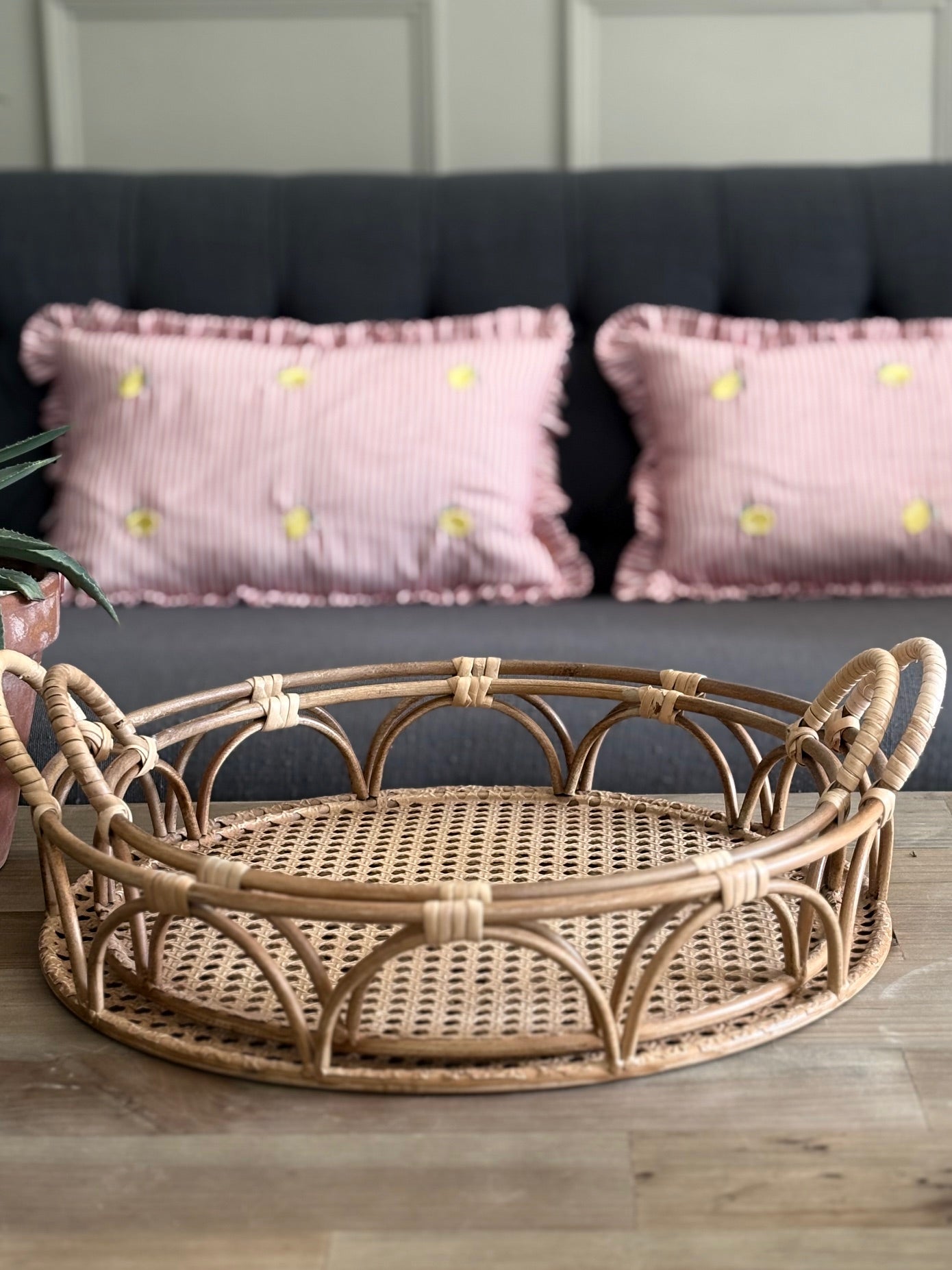 Set of Two Rattan Trays