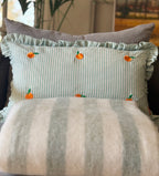 Striped Green Cushion with Oranges detail