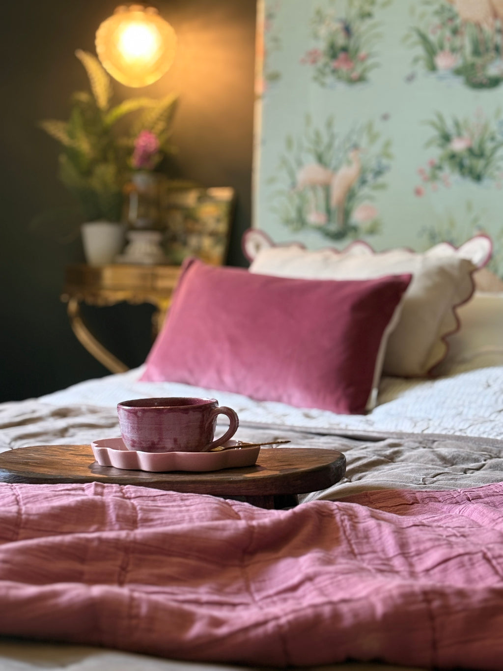 Indian Cotton Velvet Cushion - Pomegranate