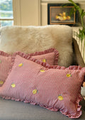 Striped Pink Cushion With Lemons
