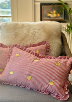 Striped Pink Cushion With Lemons