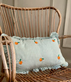 Striped Green Cushion with Oranges detail