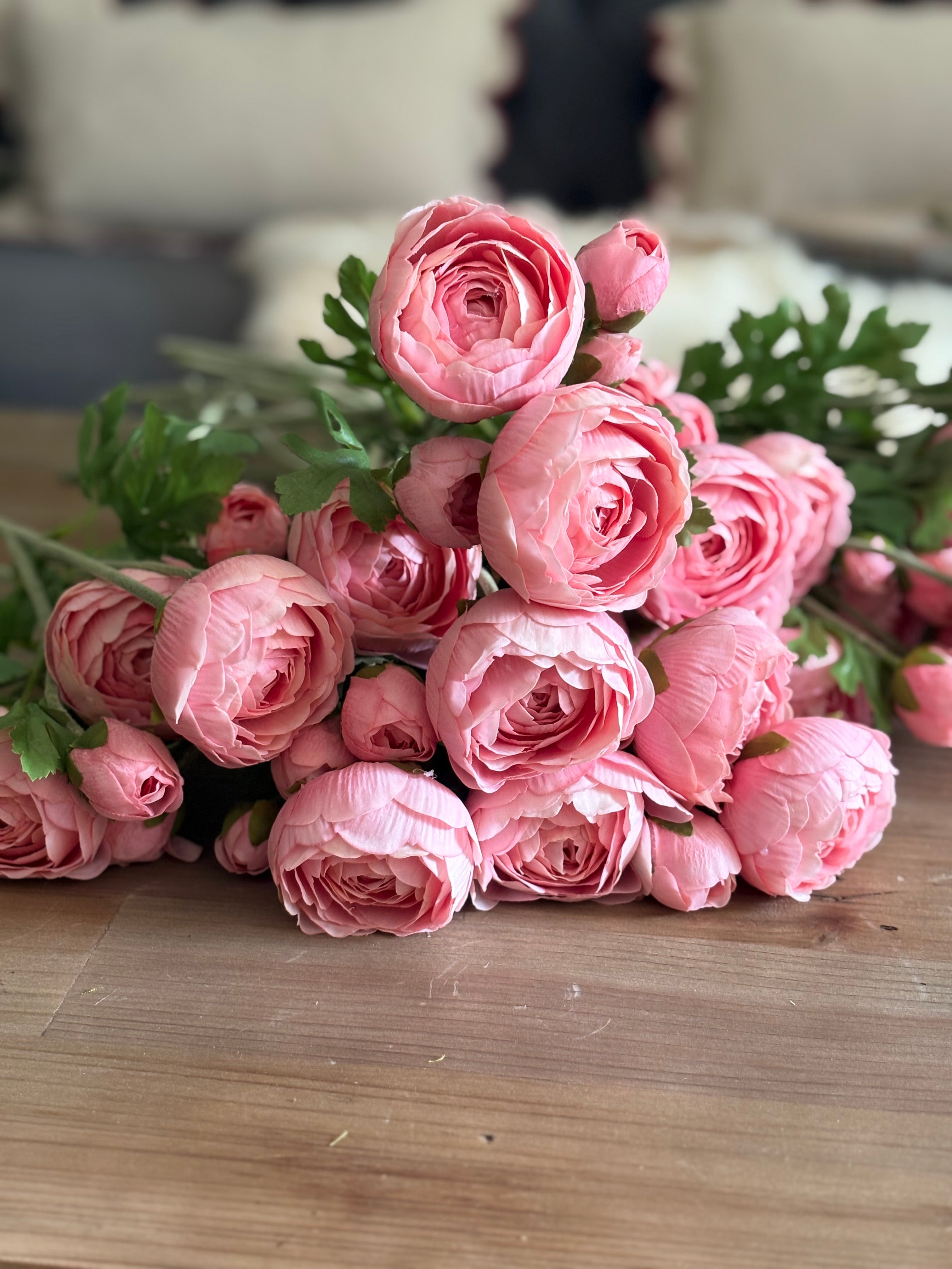 Artificial Real Touch Ranunculus, Pink