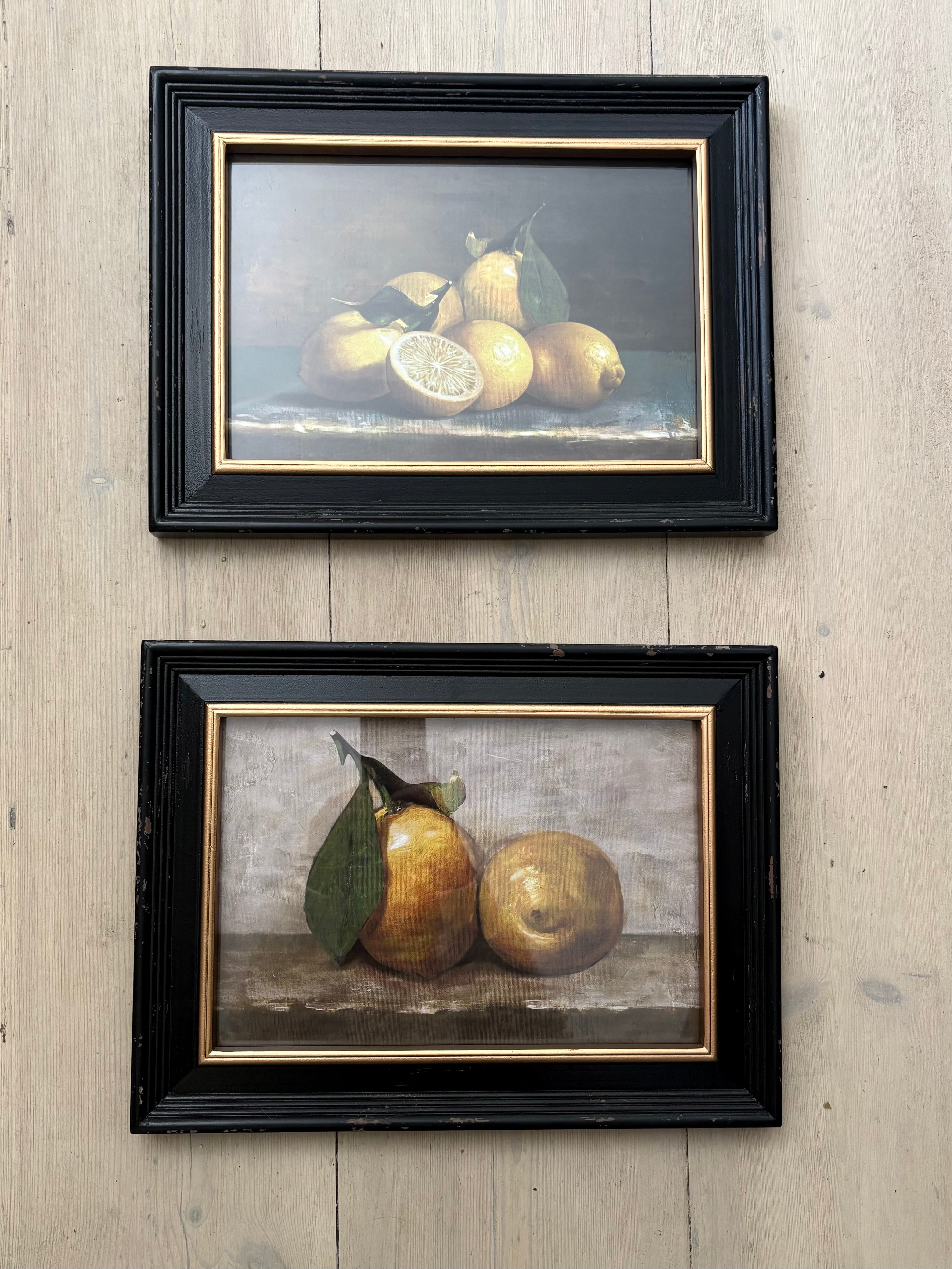 Set Of Two Lemon Framed Lemon Pictures