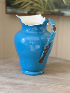 French Vintage Blue Enamel Jug