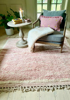 Pink and Cream Berber Wool Rug