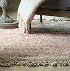 Pink and Cream Berber Wool Rug