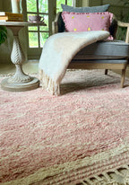 Pink and Cream Berber Wool Rug