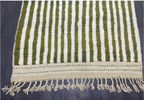 Olive Green Striped Wool Rug