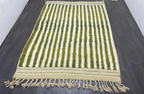 Olive Green Striped Wool Rug
