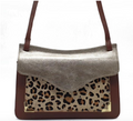 Gold and Leopard Print Crossover Bag