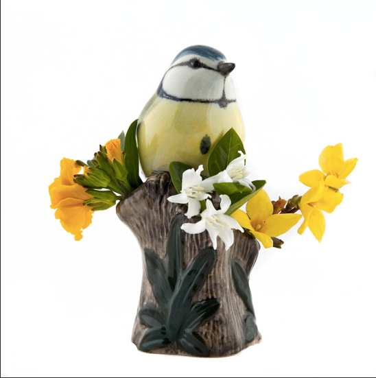 Quail Blue Tit Bud Vase