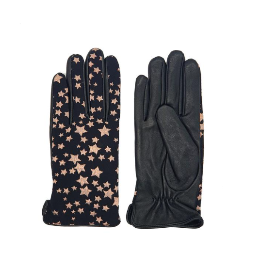 Leather Star Gloves- Gold
